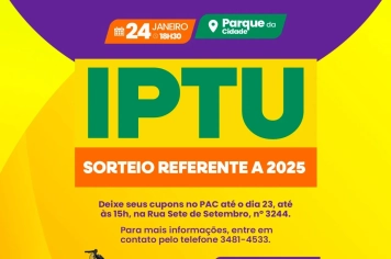 Sorteio do IPTU 2025 acontece neste sábado no Parque da Cidade, em Amambai