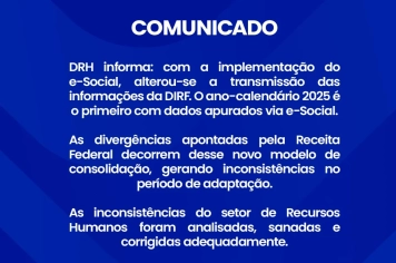 Prefeitura de Amambai esclarece mudanças na transmissão de dados da DIRF após implantação do e-Social