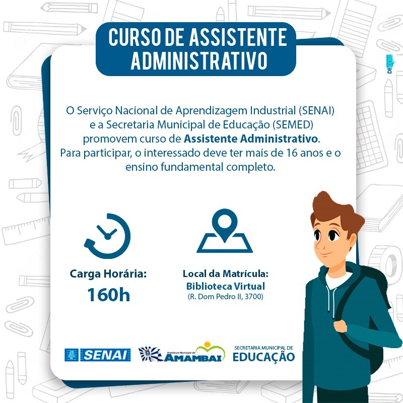 SENAI e SEMED oferecem curso de Assistente Administrativo em Amambai