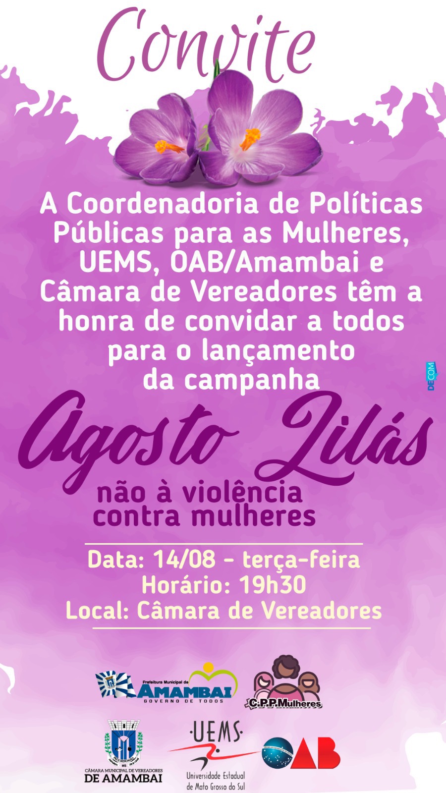 Lançamento da Campanha Agosto Lilás