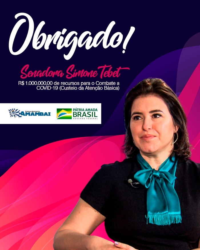 Direto de Brasília, Senadora Simone Tebet confirma R$ 1 milhão em recursos para Amambai