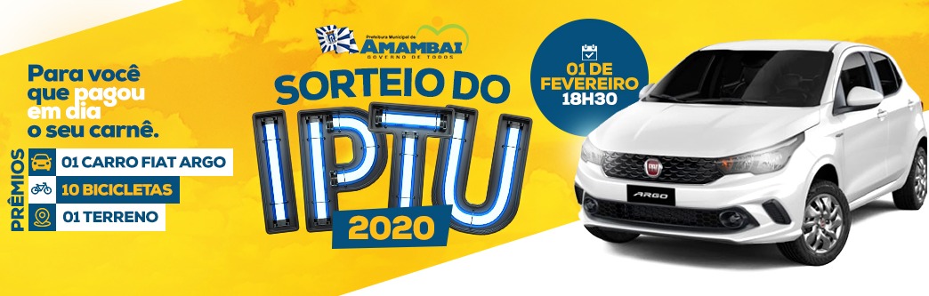 Data do Sorteio do IPTU 2020 foi transferida para a próxima segunda-feira