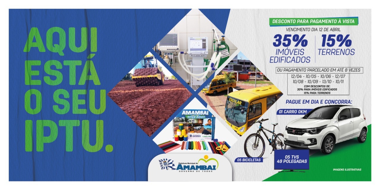 Primeira parcela e parcela única do IPTU vencem no dia 12 de abril