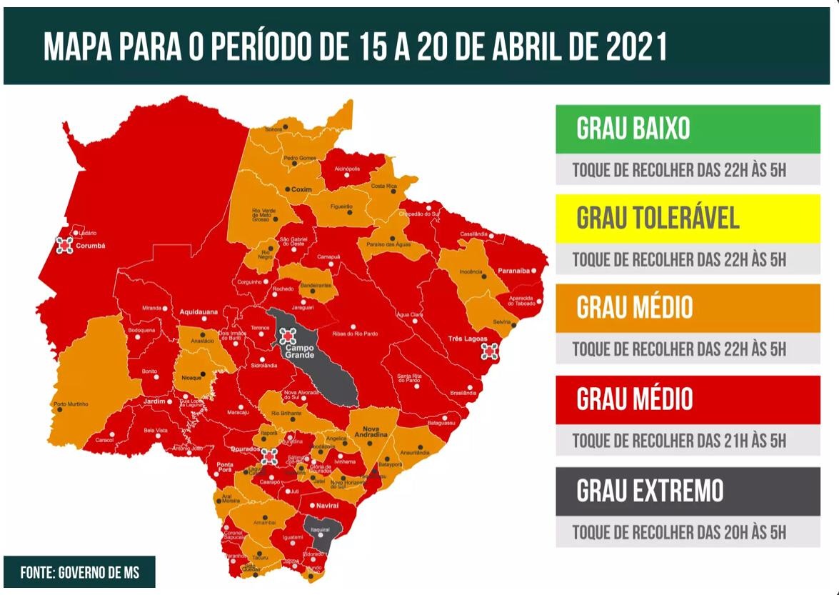 Amambai agora é bandeira laranja no mapa Prosseguir; Toque de Recolher no município passará a ser das 22h às 5h