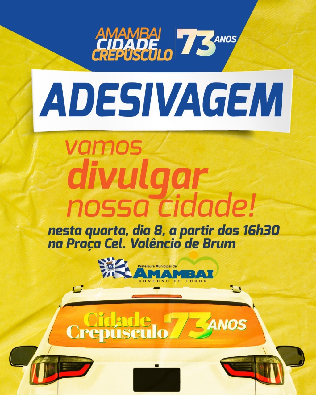 Prefeito Bandeira convoca população para adesivagem nesta quarta-feira em Amambai