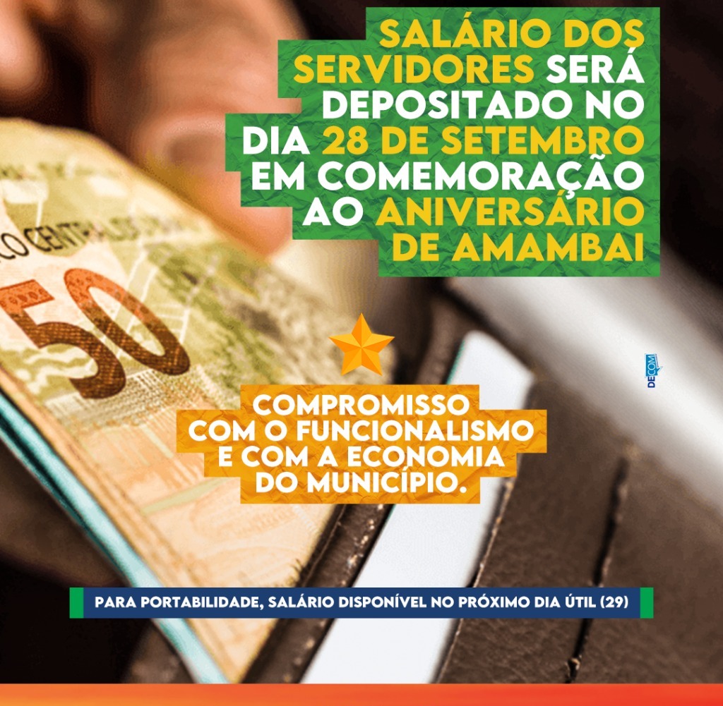 Pagamento do salário dos servidores será depositado no dia do aniversário de Amambai