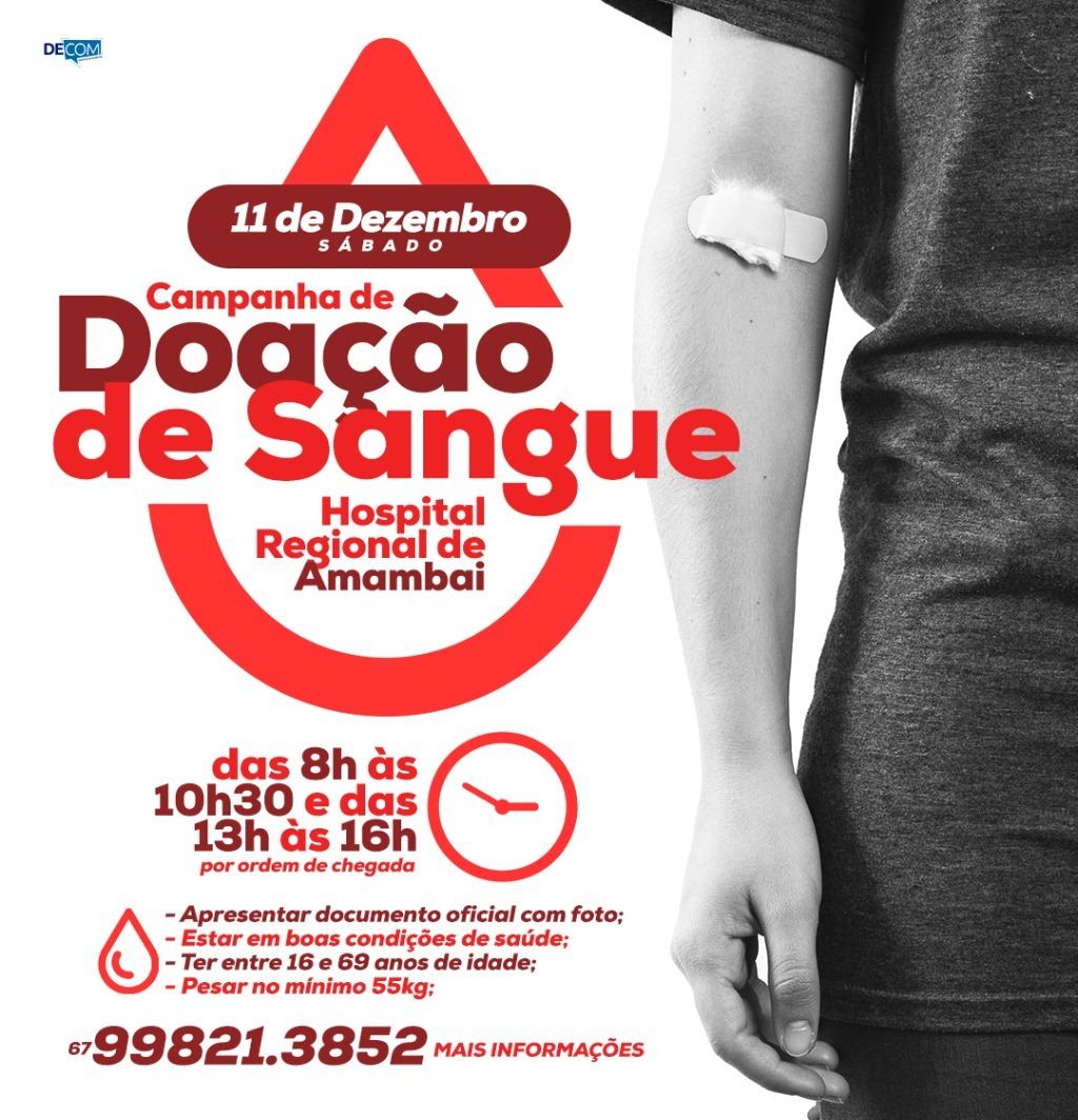 Hospital Regional de Amambai promove Campanha de Doação de Sangue no próximo dia 11