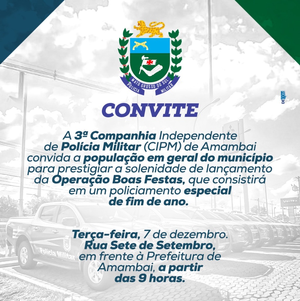 Polícia Militar realiza solenidade de lançamento da Operação Boas Festas em Amambai