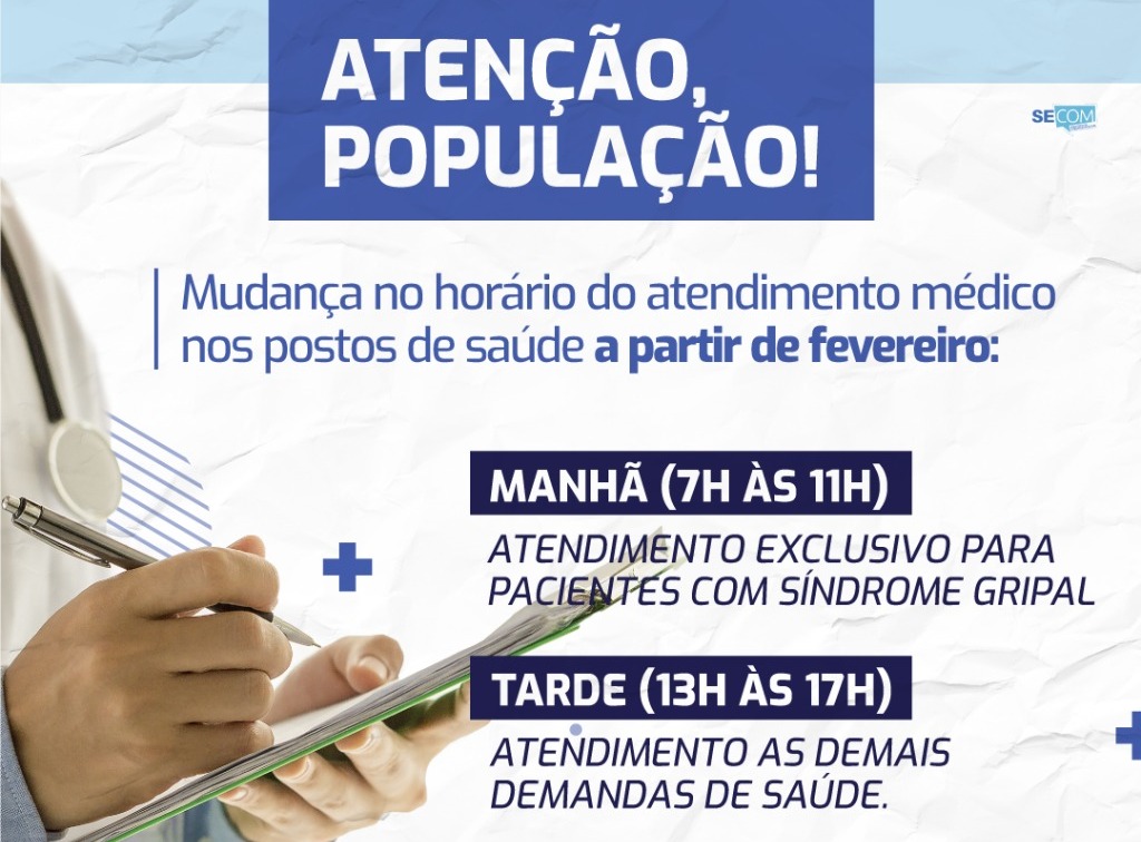 Secretaria de Saúde informa sobre mudança no horário de atendimento médico nos postos de saúde de Amambai