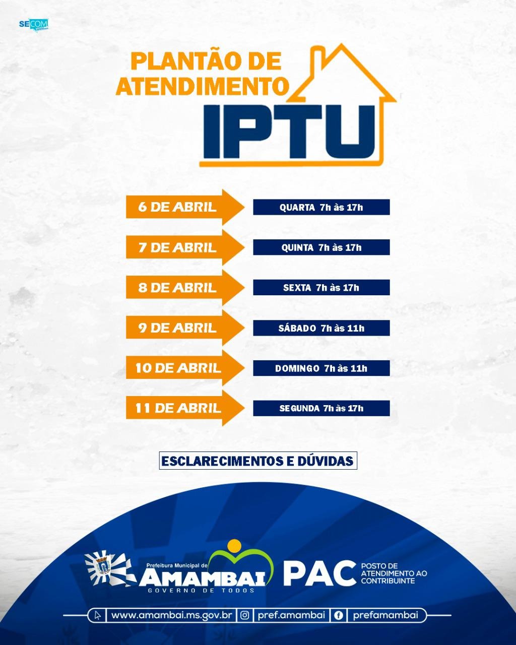 Posto de Atendimento ao Contribuinte (PAC) faz plantão para sanar dúvidas sobre o IPTU