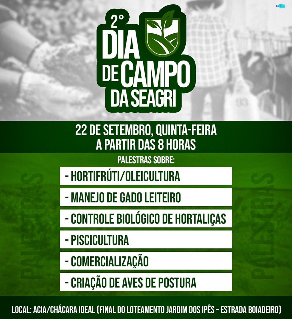 Dia de Campo será uma das ações da programação de aniversário do município que acontece nesta semana