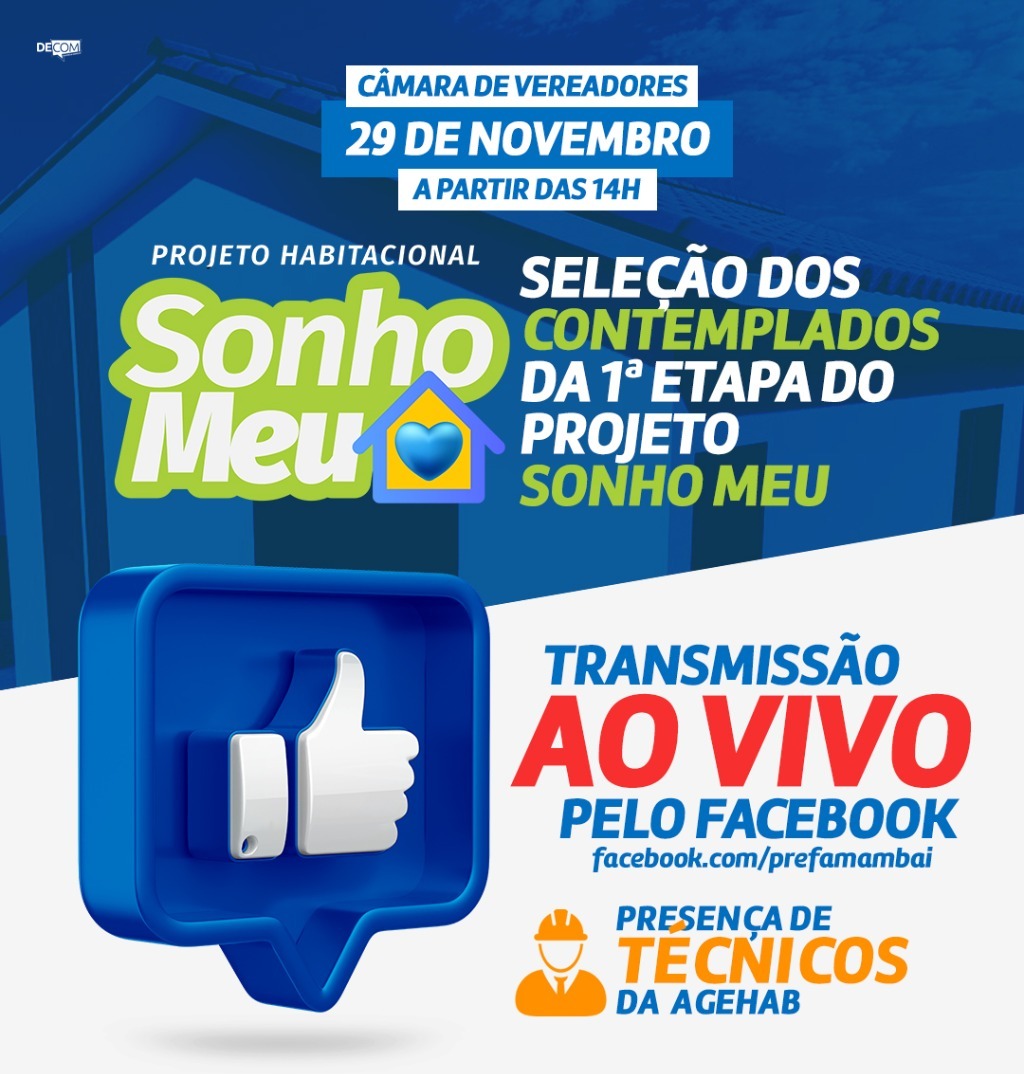 Prefeitura, Câmara e AGEHAB realizam seleção para primeira fase do programa Sonho Meu no dia 29