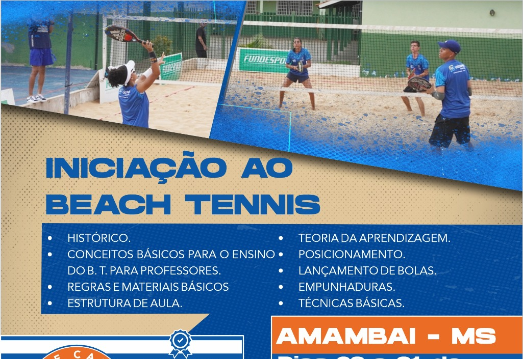 Capacitação gratuita em Beach Tennis começa nesta sexta-feira (29) em Amambai