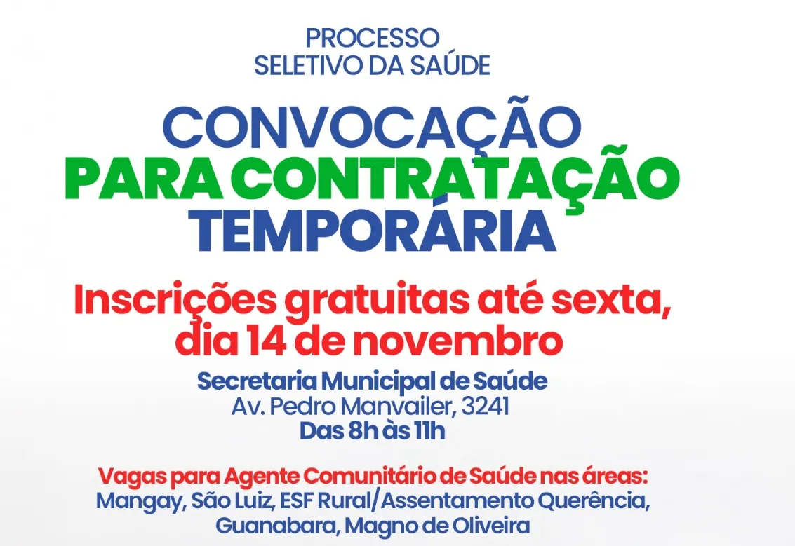 Prefeitura de Amambai abre processo seletivo para contratação de Agentes Comunitários de Saúde