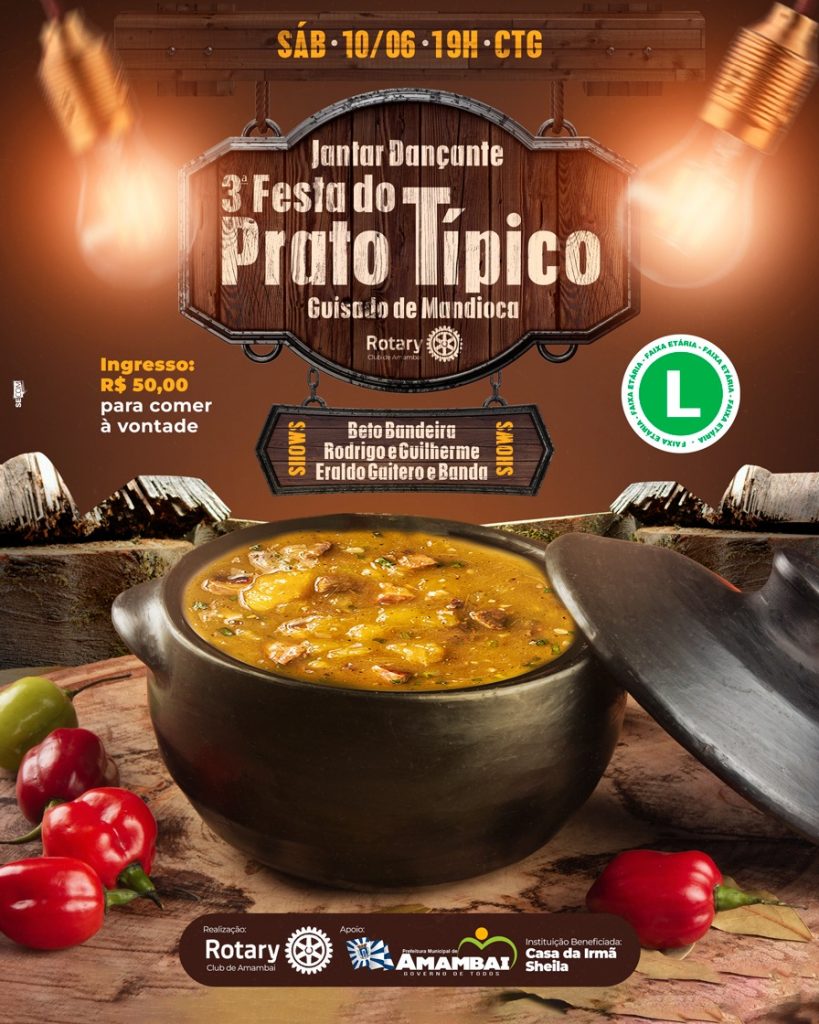 É neste sábado (10), a 3ª Festa do Prato Típico de Amambai