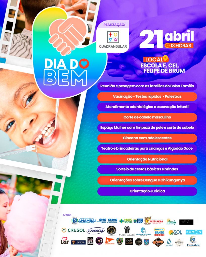 Dia do Bem oferece serviços gratuitos em Amambai no dia 21