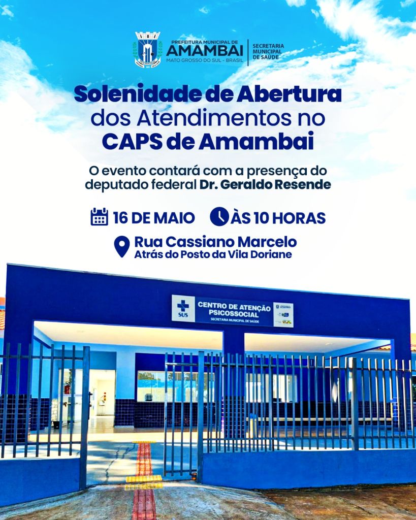 CAPS I inicia atendimentos nesta sexta-feira, 16: marco para a saúde mental no município CAPS I inicia atendimentos nesta sexta-feira, 16: marco para a saúde mental no município